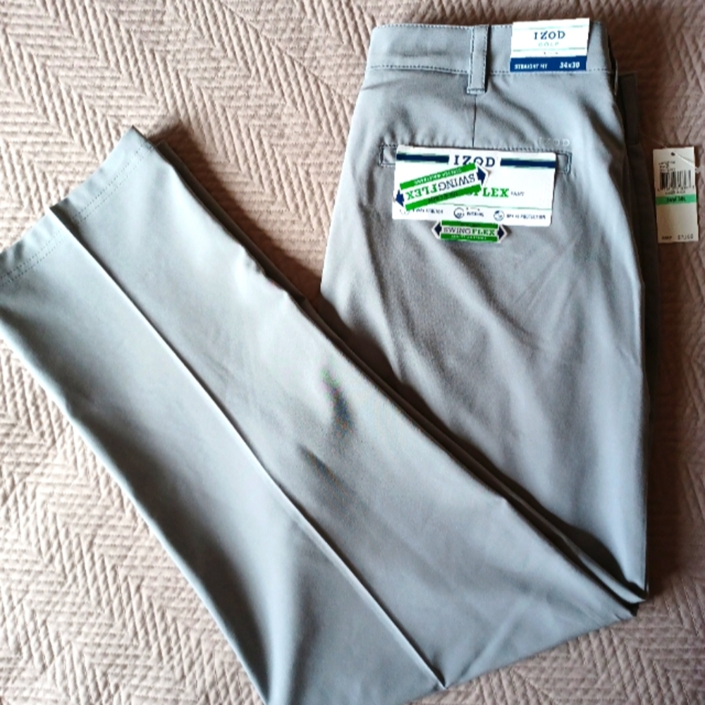 NWT | 2 for $56 | IZOD | Gray Golf Straight Fit Pant 34W 30L ⛳